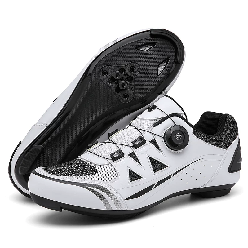 Luminous cycling shoes rotary lock system close up detail