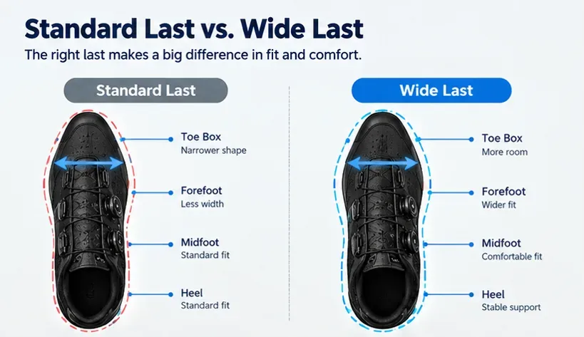Wide Cycling Shoes for Wide Feet: How to Choose the Right Fit, Toe Box & Last 1 Standard Cycling Shoe Last vs. Wide Cycling Shoe Last