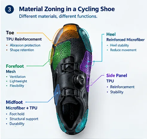 Cycling Shoe Materials Guide: Microfiber, Mesh, TPU & More 3 microfiber cycling shoe upper material