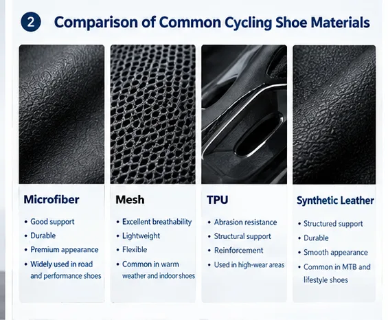 Cycling Shoe Materials Guide: Microfiber, Mesh, TPU & More 1 cycling shoe upper materials comparison