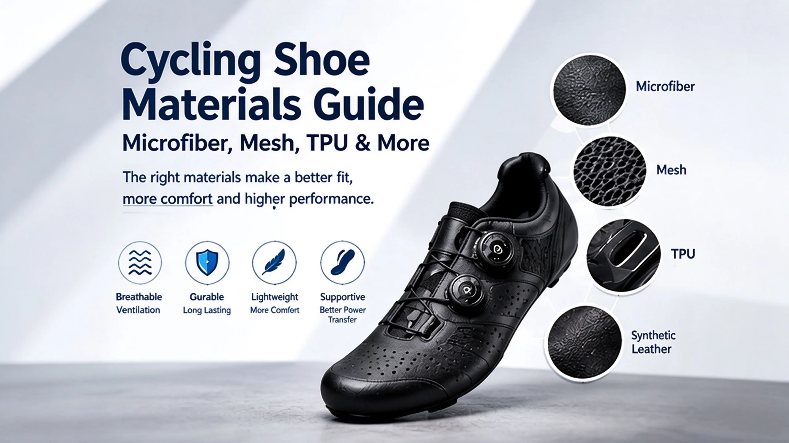 cycling shoe materials microfiber mesh TPU guide
