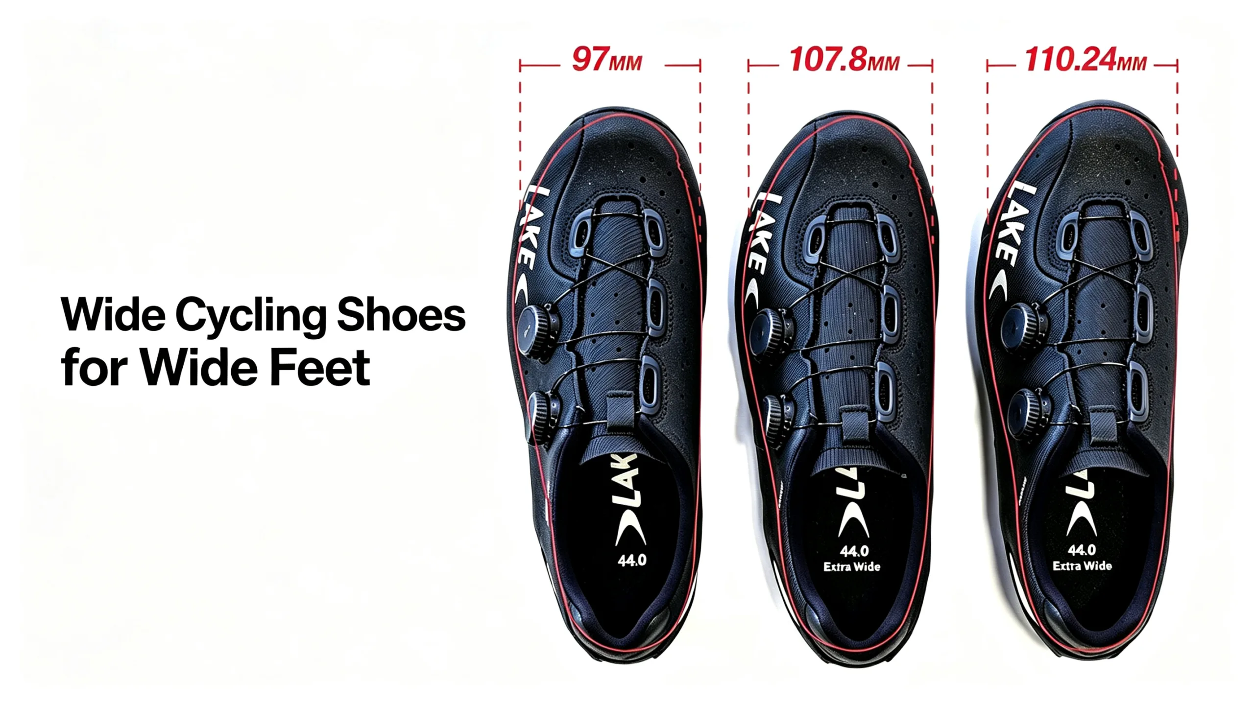 Wide cycling shoes with a roomy toe box for wide feet